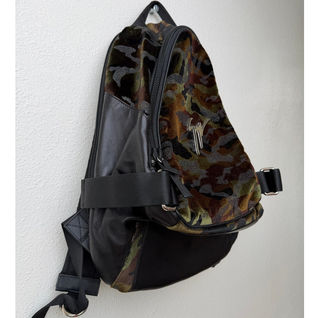 Giuseppe Zanotti Camouflage Velvet Backpack Army Print Italy
