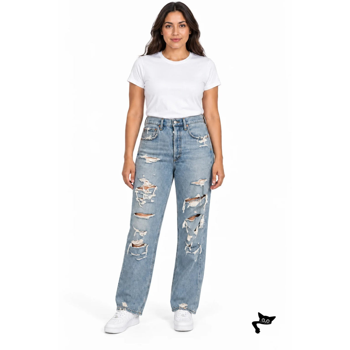 AGOLDE Light Blue Distressed Straight Jeans Women 26