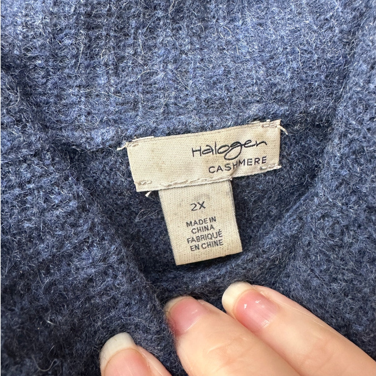 Halogen Cashmere Sweater Blue 2X Off Shoulder Tunic