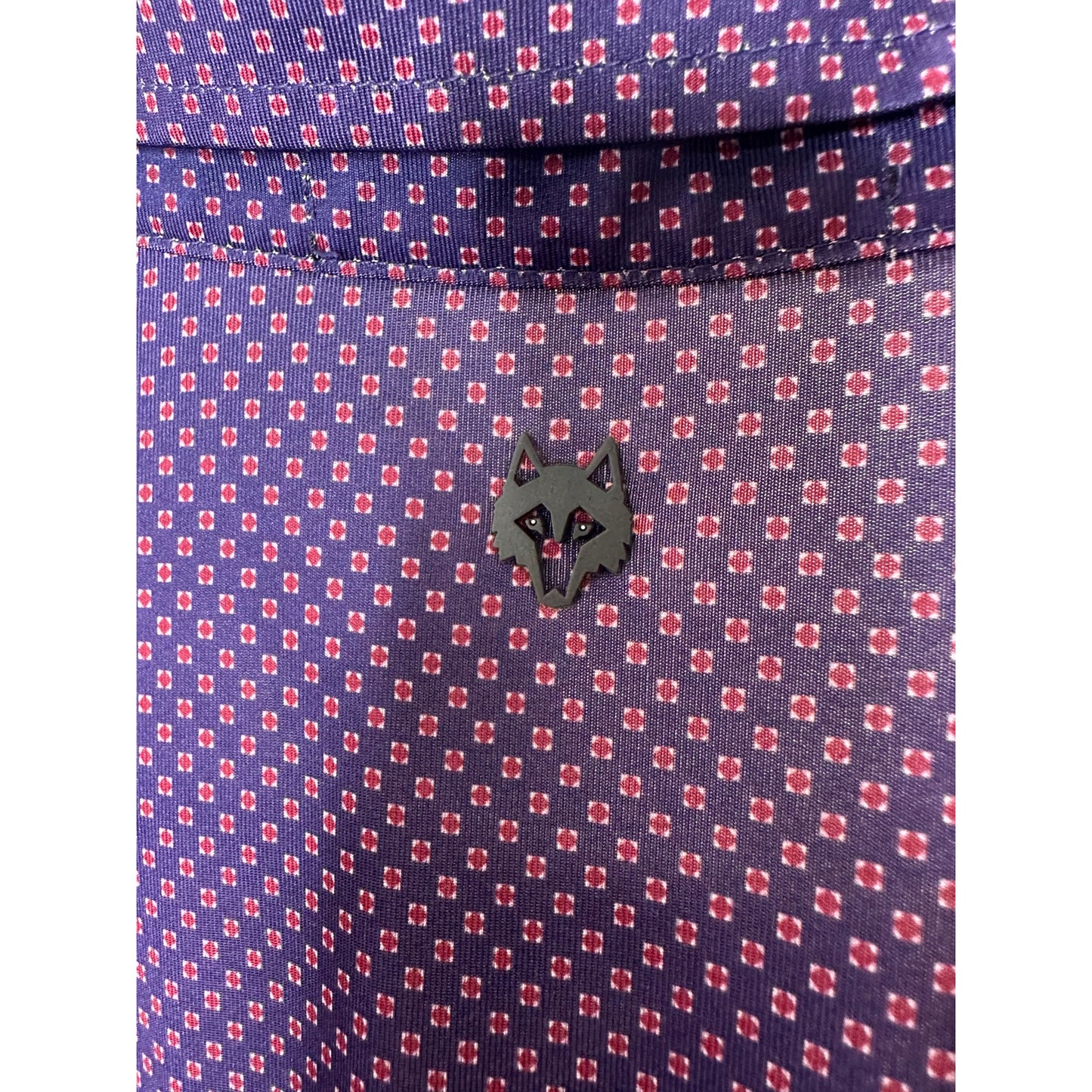 Greyson Purple & Red Square Polka Dot Design Golf Shirt L