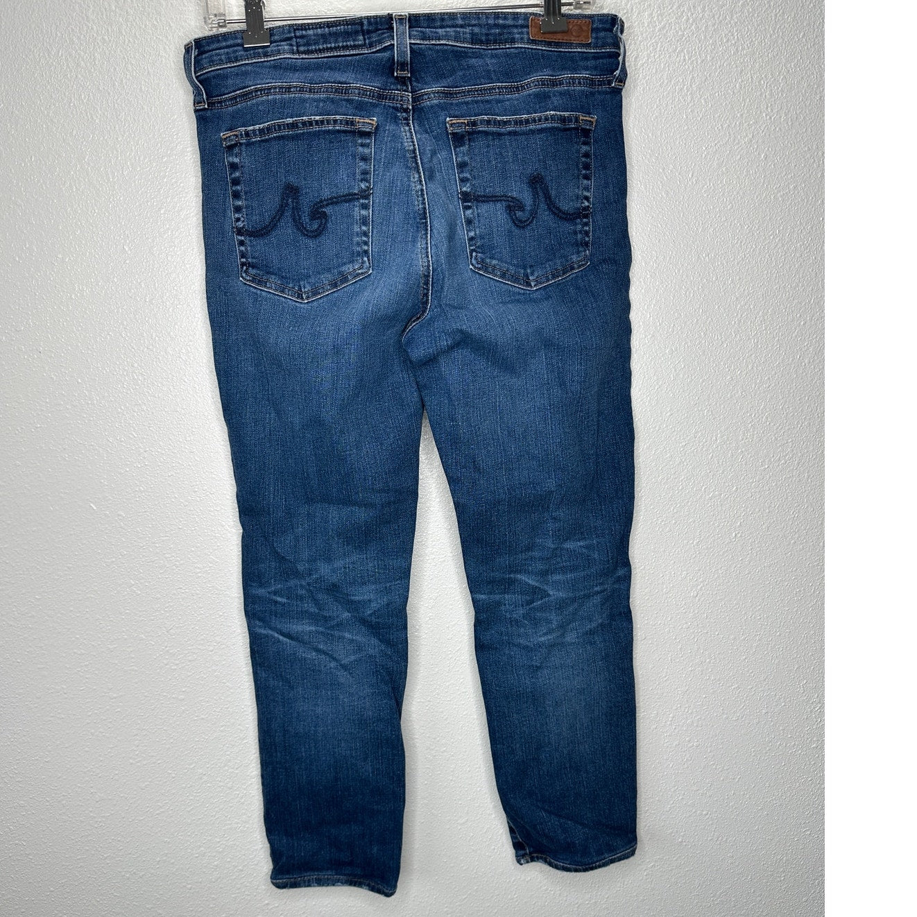 AG Medium Dark Wash Prima Cigarette Leg Whiskered Jeans 30R