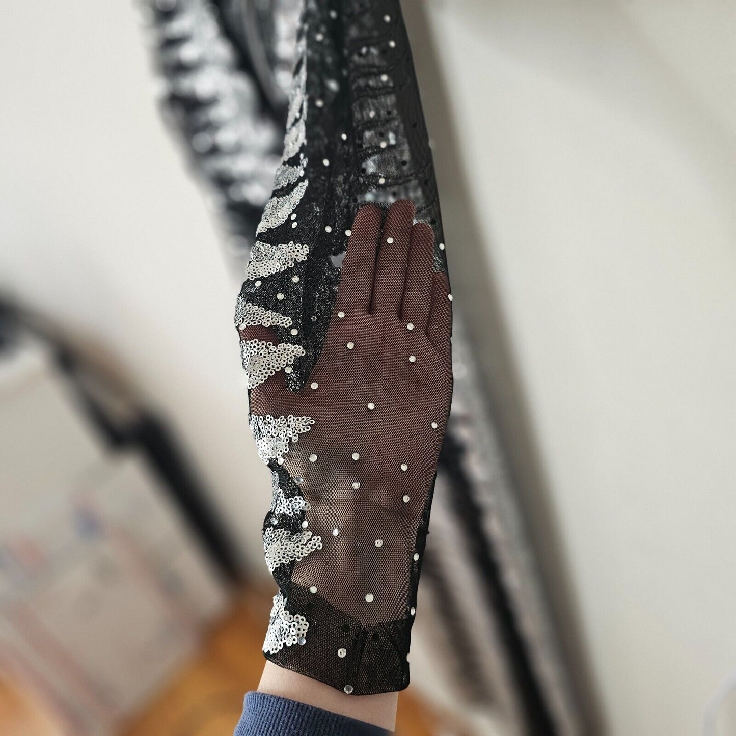 Isolated Heroes Handmade In The UK Black & Silver Sequin Mesh Maxi Dress Large