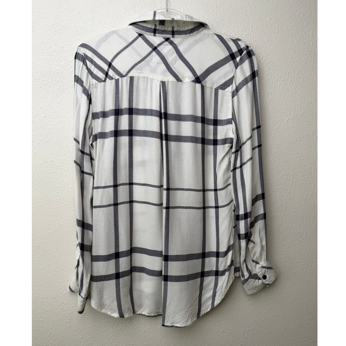 Rails White Navy Plaid Button Down Shirt Long Sleeve Women S