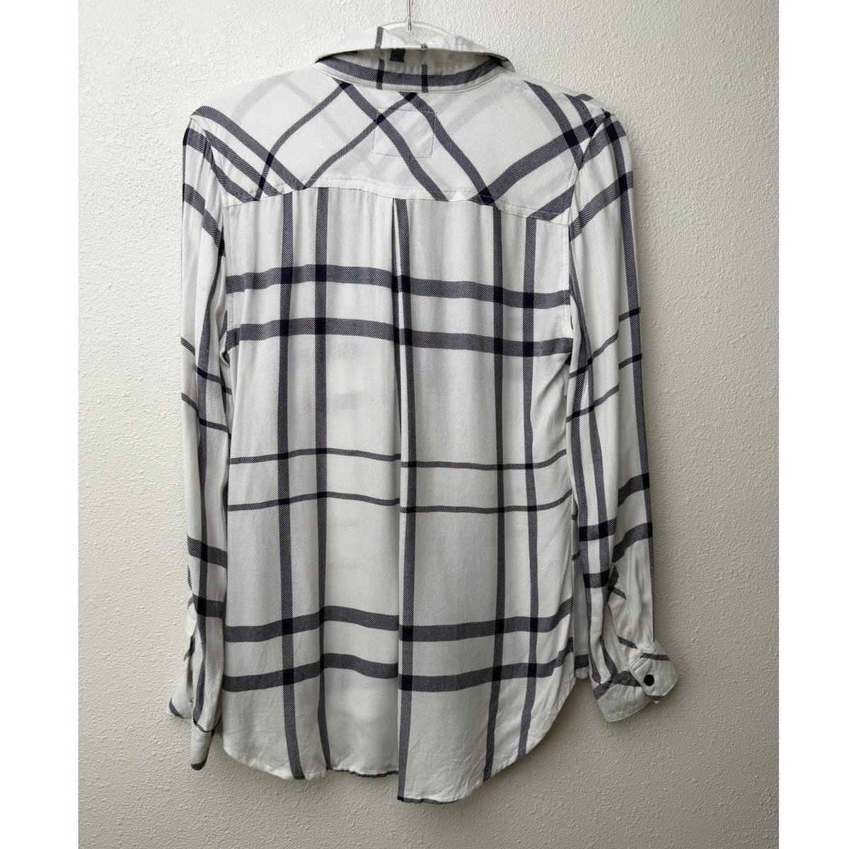 Rails White Navy Plaid Button Down Shirt Long Sleeve Women S