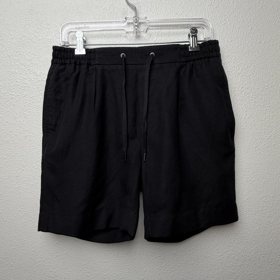 Ralph Lauren Purple Label Black Linen Pleated Drawstring Shorts Men's US M
