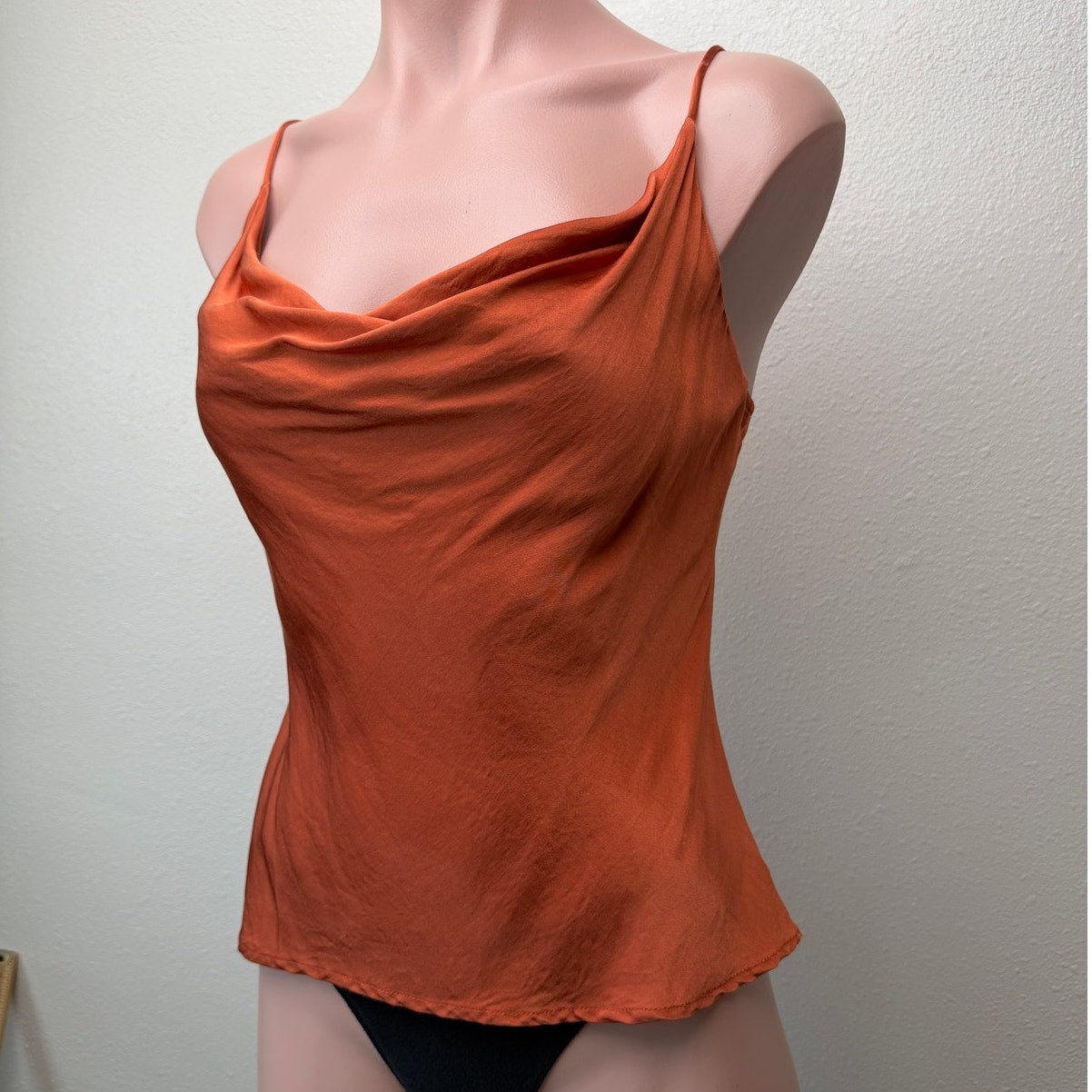 Blue Life Rust Cowl Neck Cami Top XS 100% Viscose Made USA