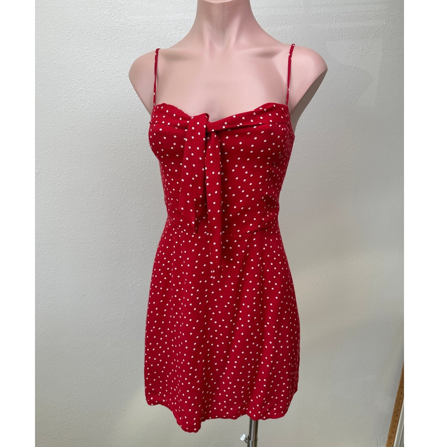Reformation Red Polka Dot Tie-Front Mini Dress Women’s 4