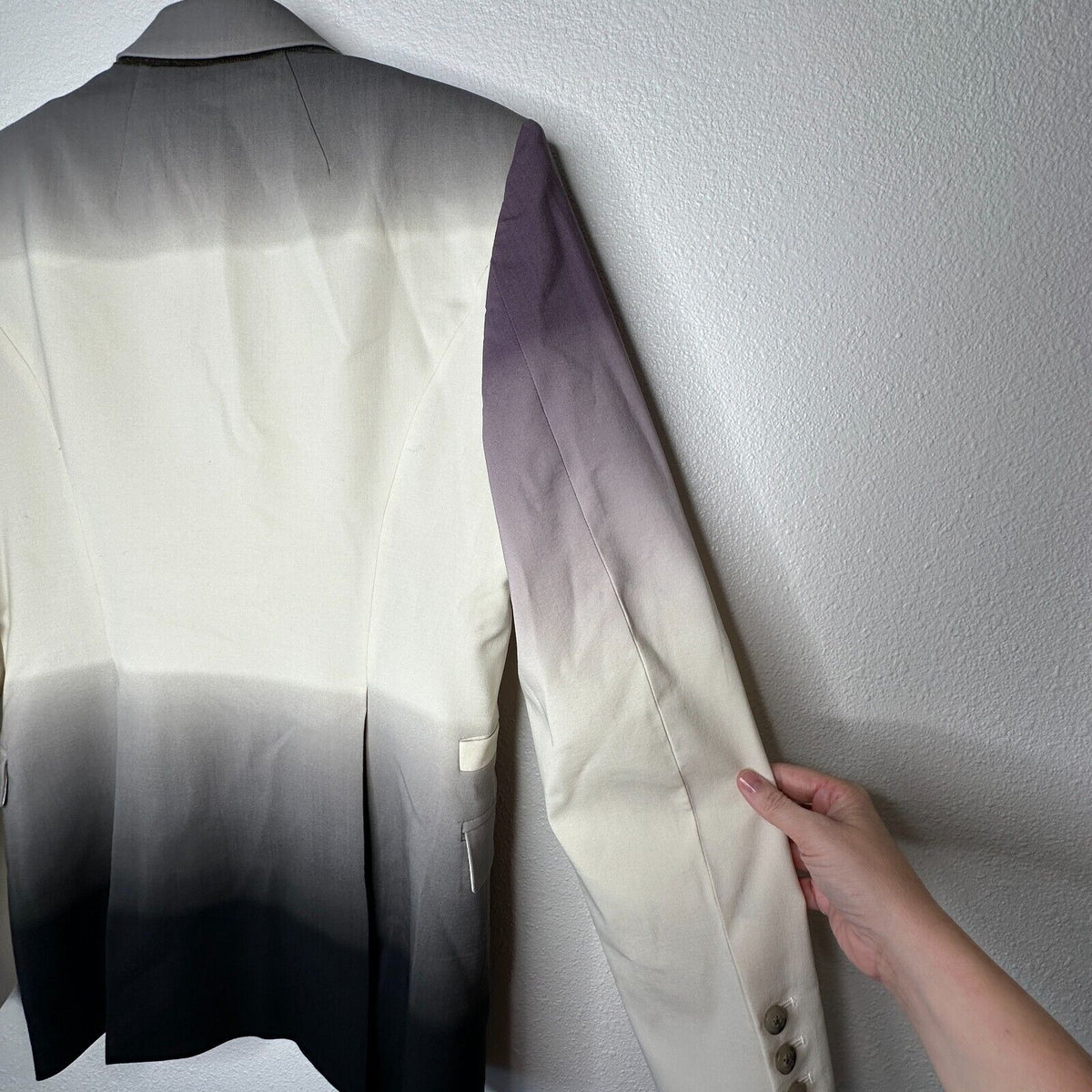 Rick Owens Cream Slim Fit Degrade Black Eggplant Virgin Wool Blazer Jacket 38
