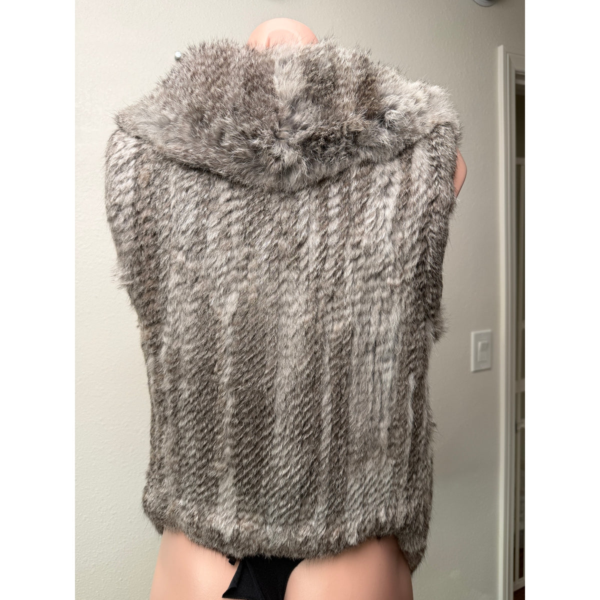 Yves Salomon Gray Rabbit Fur Drape Vest Women FR 34