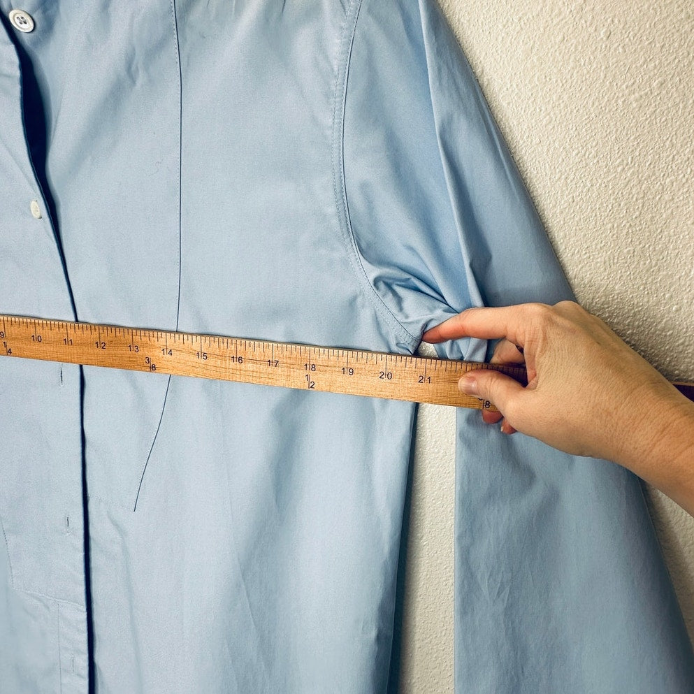 Loewe Light Blue Front Button Split Side Asymmetrical Hem Shirt Dress S