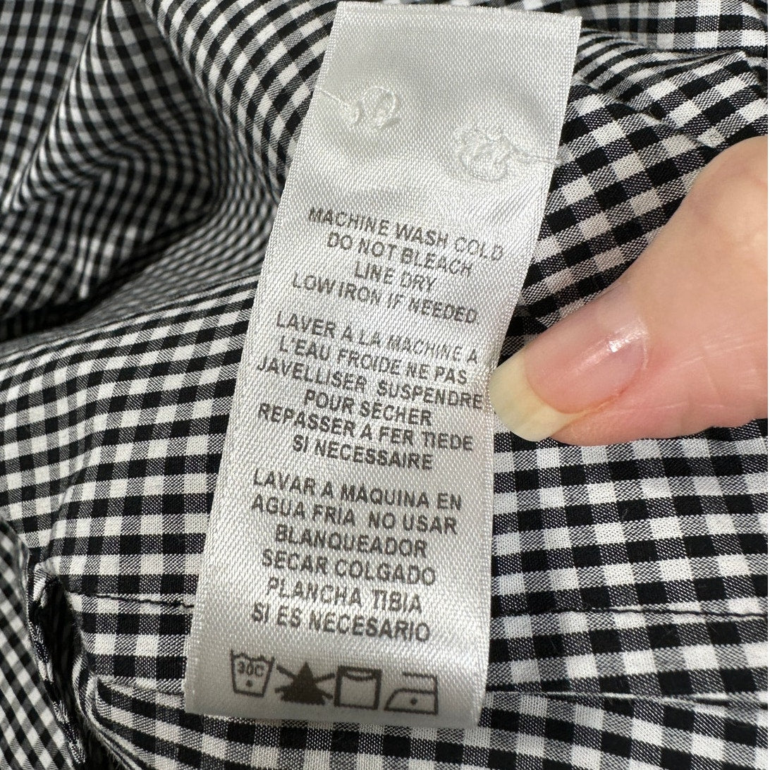 Frame Black & White Gingham Sleeveless Shoulder Pad Button Collared Shirtdress S