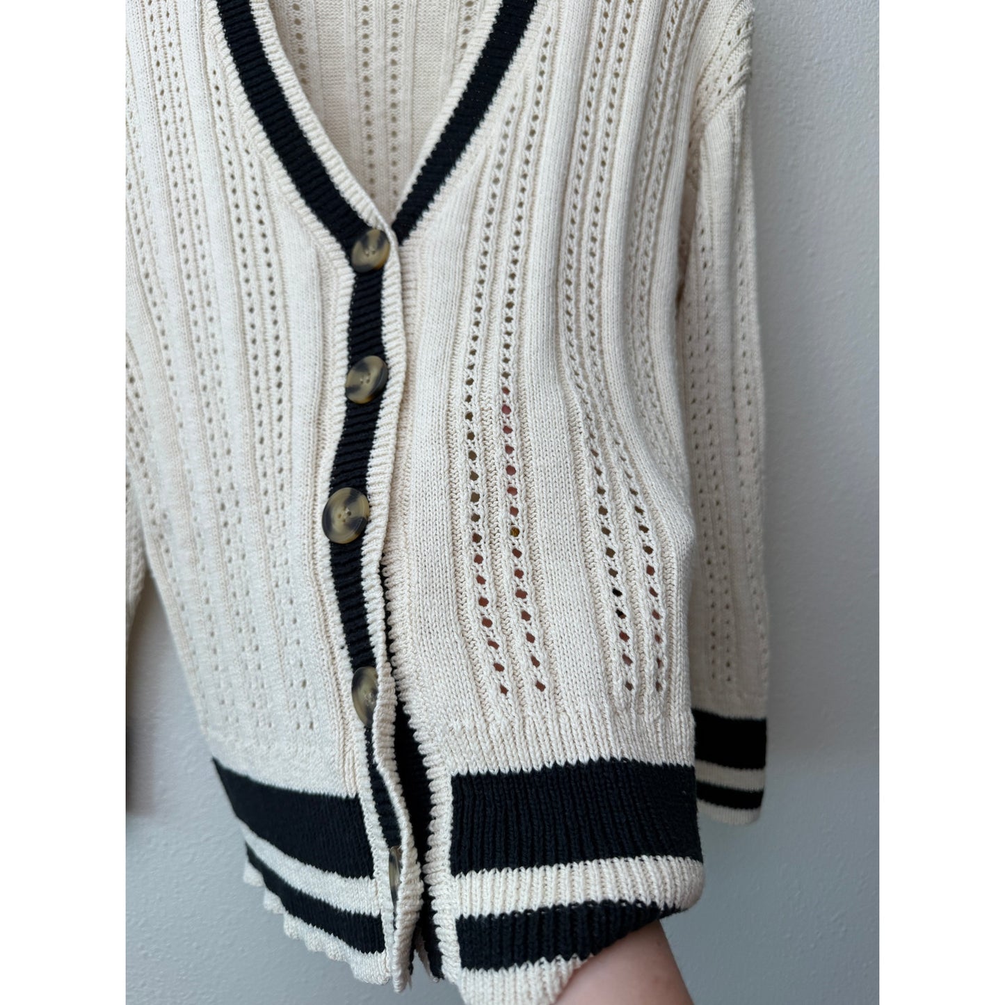 Sanctuary Sport Stripe Cream Black Cardigan US XS