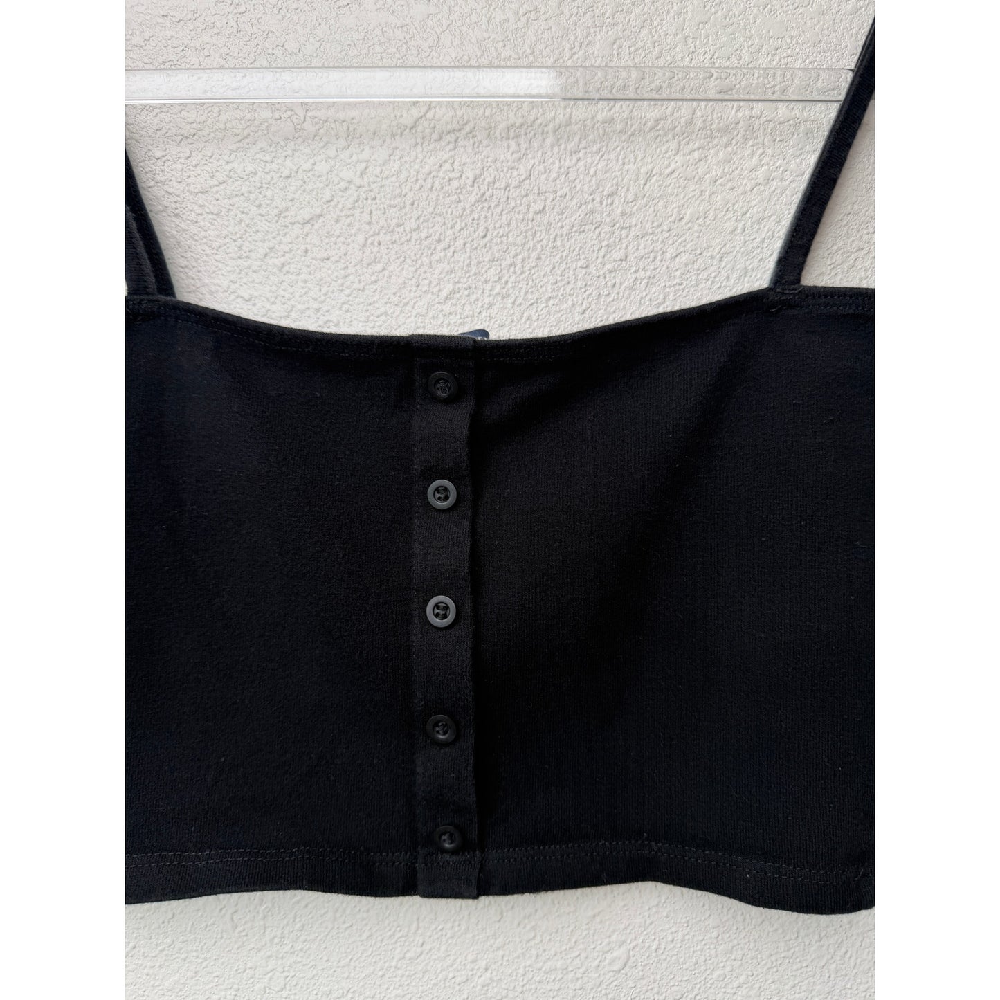 Brandy Melville Black Button Crop Tank Womens XS