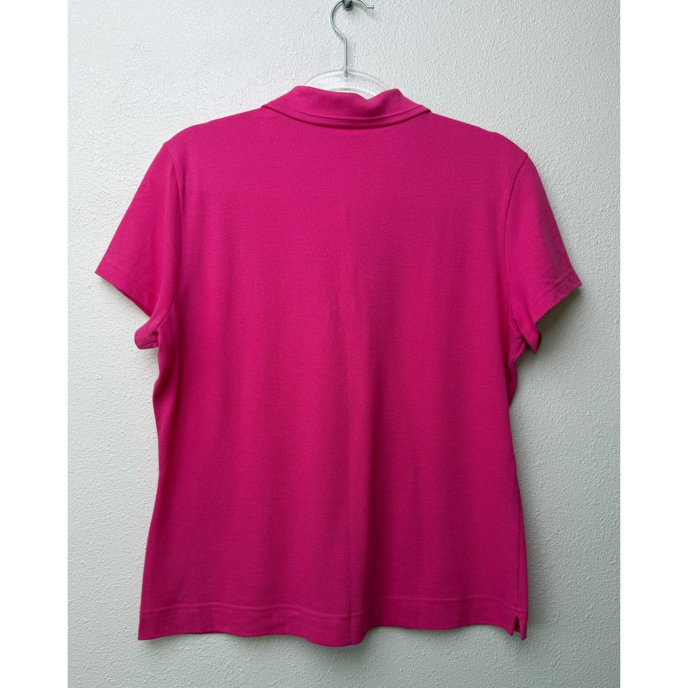 Lacoste Pink Womens Polo Shirt US L Logo Cotton