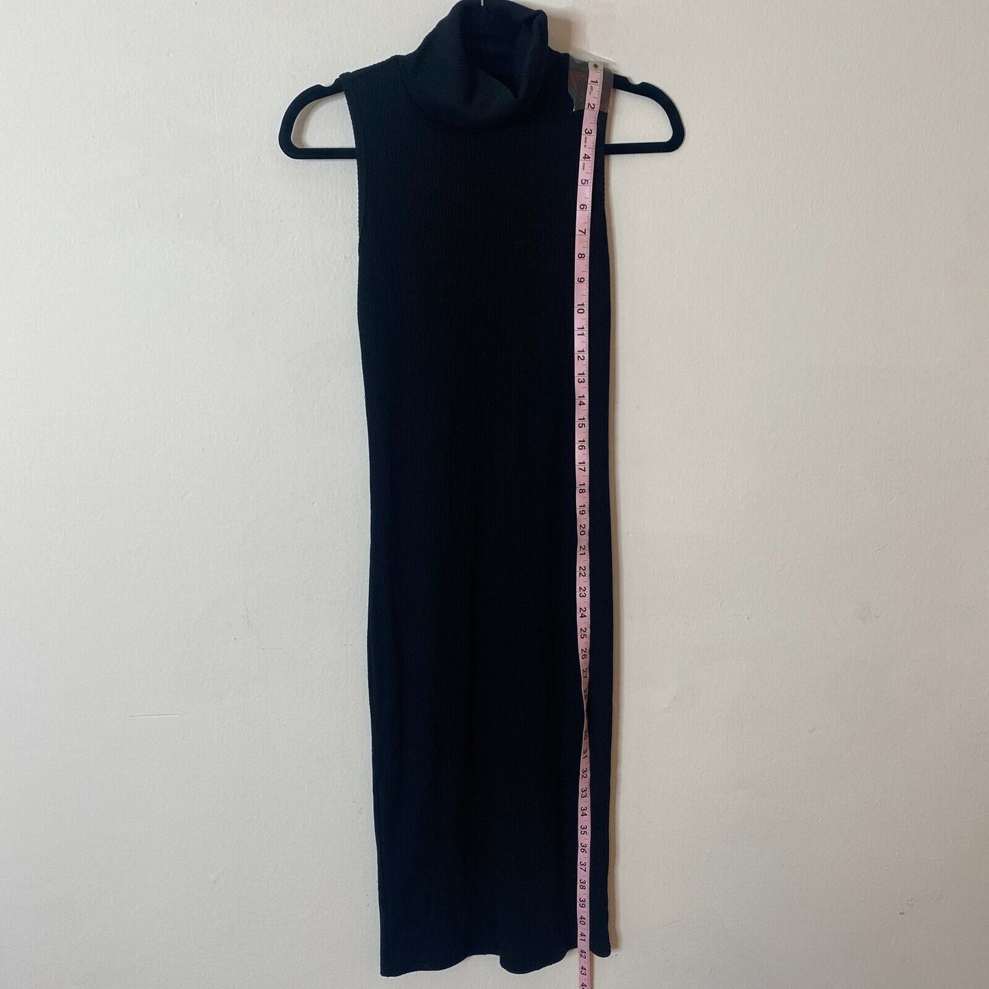 Black Mock Turtle Neck Sexy Ribbed Bodycon Sleeveless Cut Out Back Dress Small