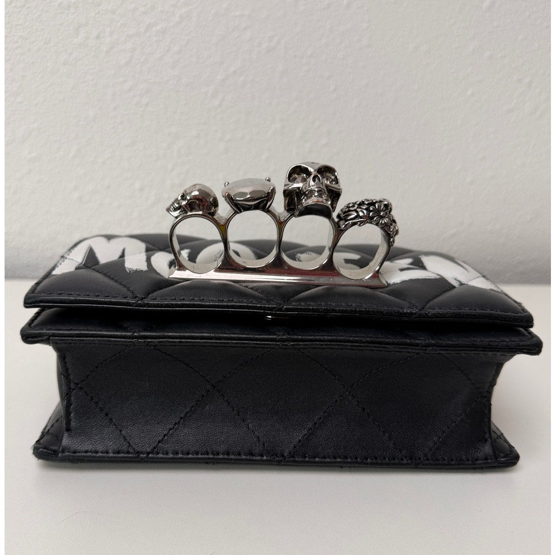 Alexander McQueen Mini Jewelled Satchel Graffiti Skull Crossbody Bag