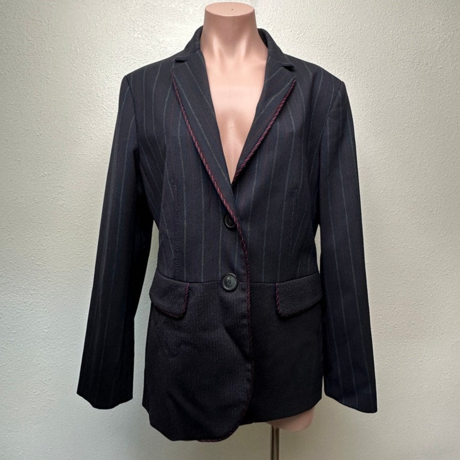 Piazza Sempione Colorblock Pinstripe Blazer Black/Red Women US 12