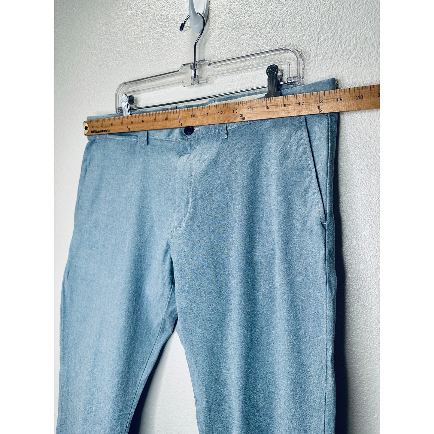 J. Crew Light Blue Chambray 484 Slim Stretch Trouser Pant 36 / 32