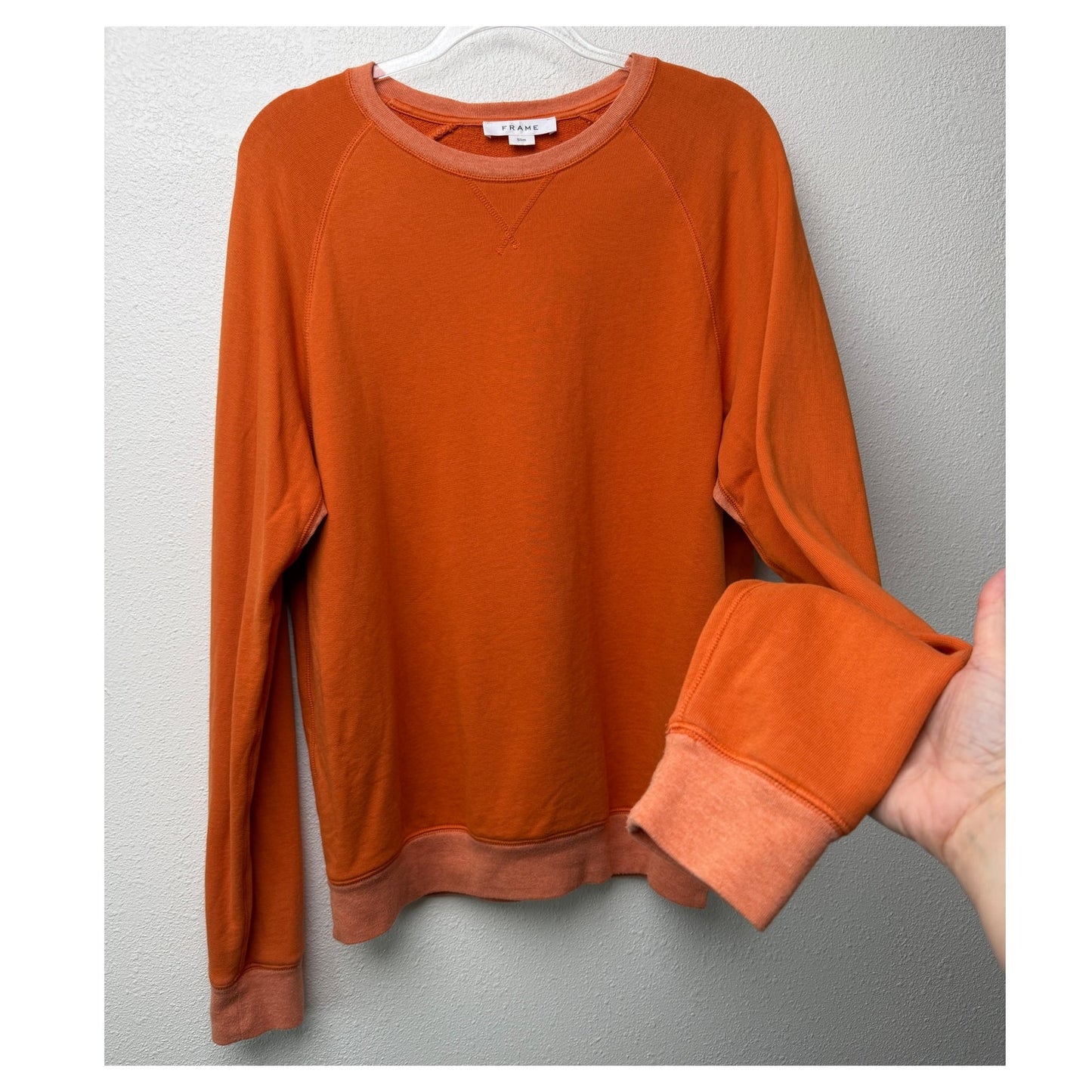 FRAME Burnt Orange Crewneck Sweatshirt Slim Raglan Pullover Women's M