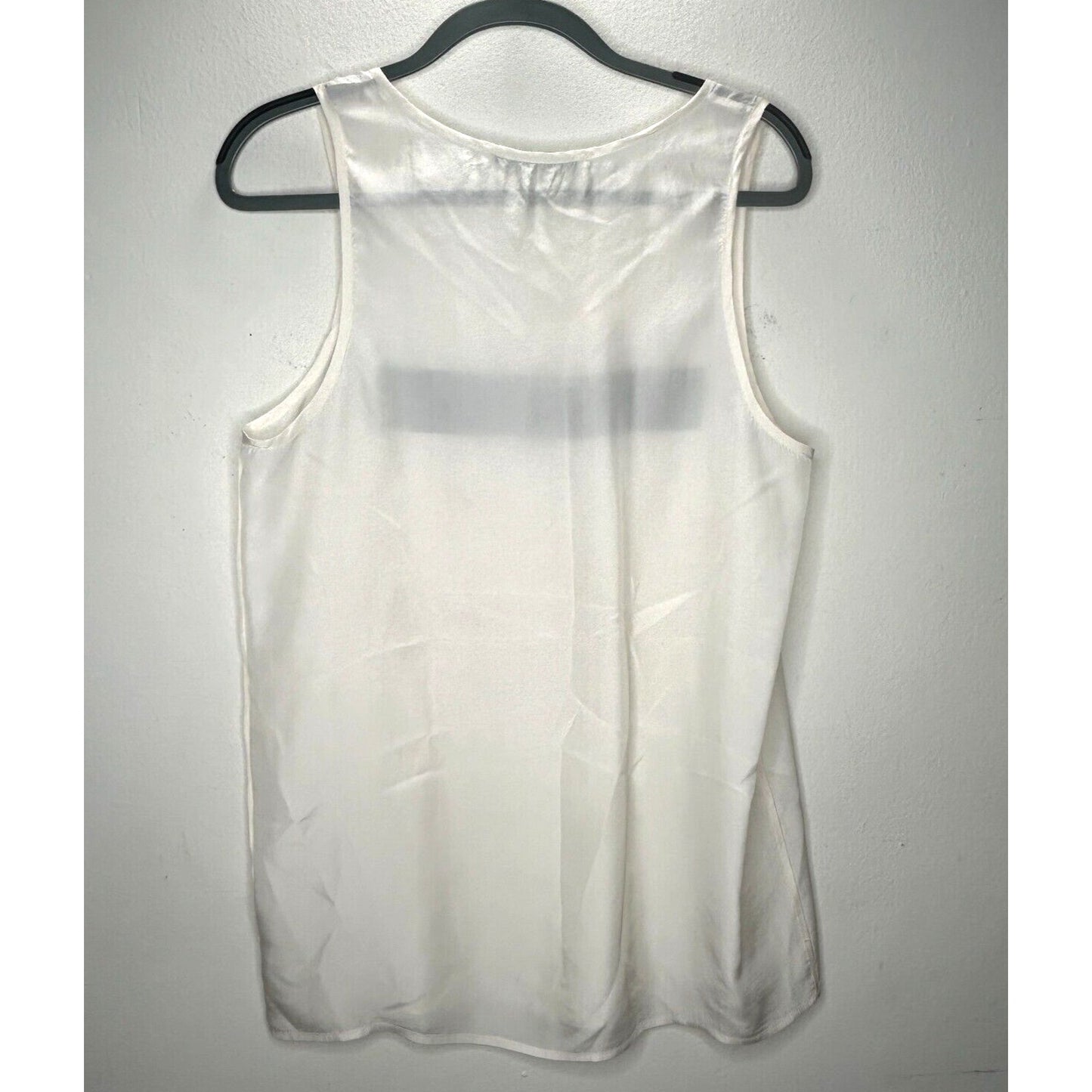 Allsaints Off-White 100% Silk Long Line Tank Top Black Rectangle Block Front 8