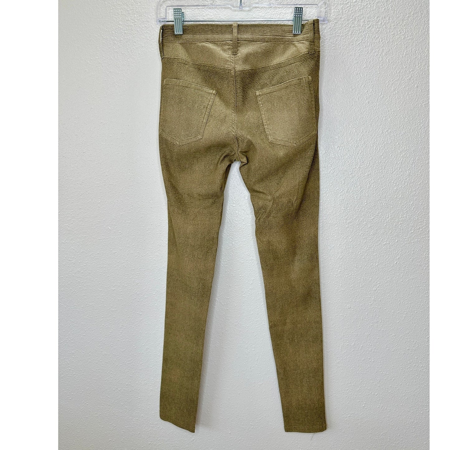 Caribbean Queen Muted Yellow Gray Snakeprint Front Zip Button Jeggings S