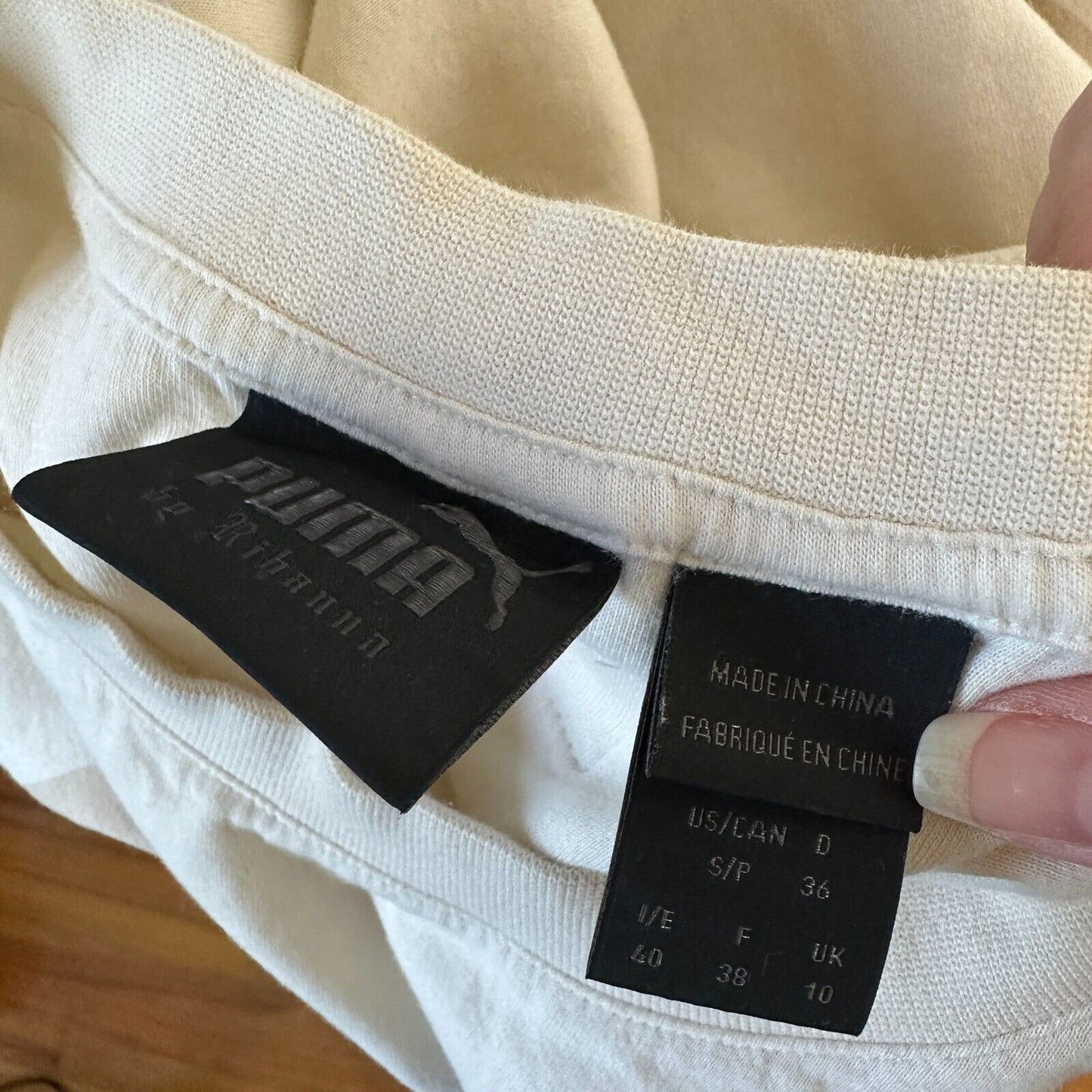Puma X Rihanna Fenty Tan 13 Graphic Long Sleeve Crew Neck Off White Sweater S