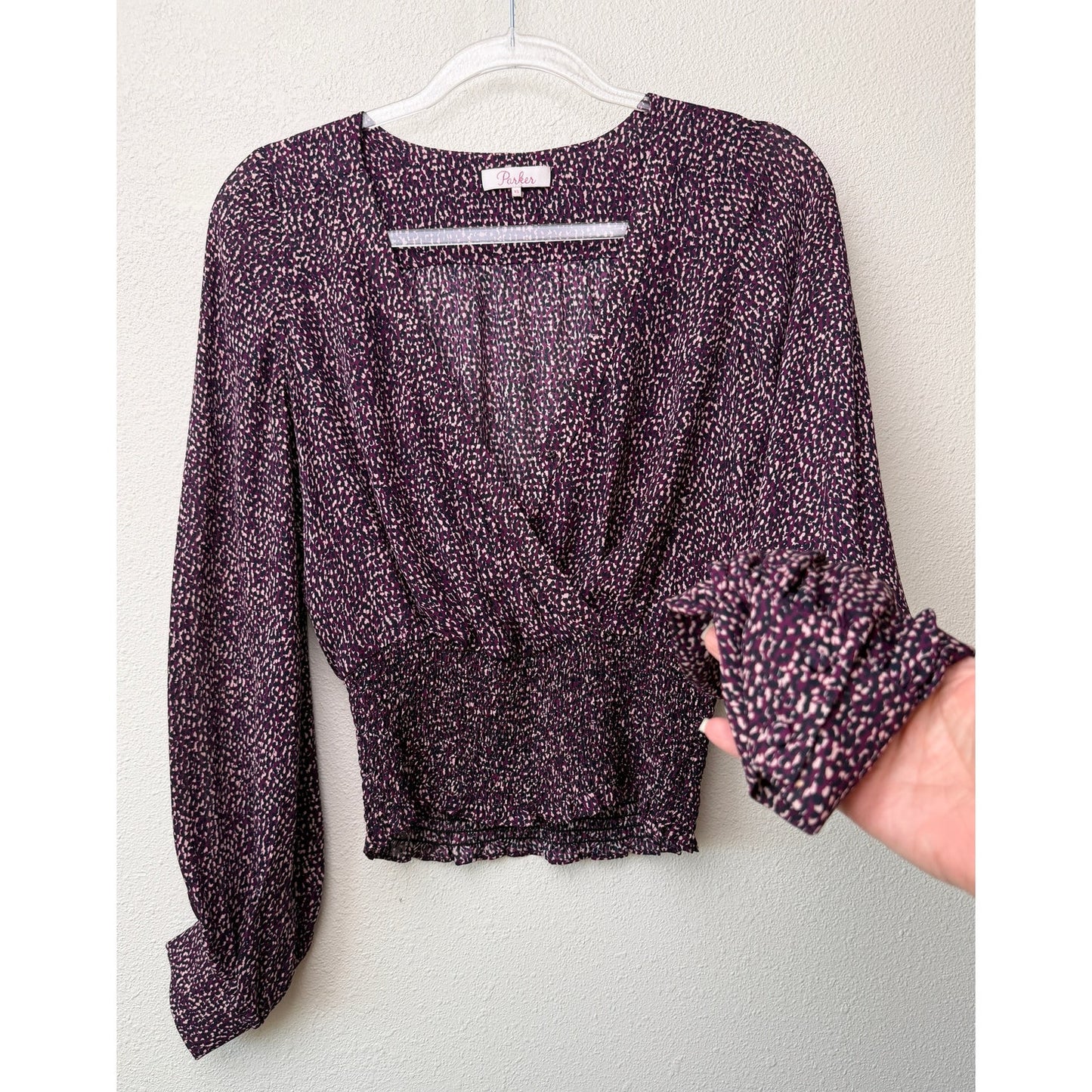 Parker Matilda Funfetti Silk Blouse Women XS Purple