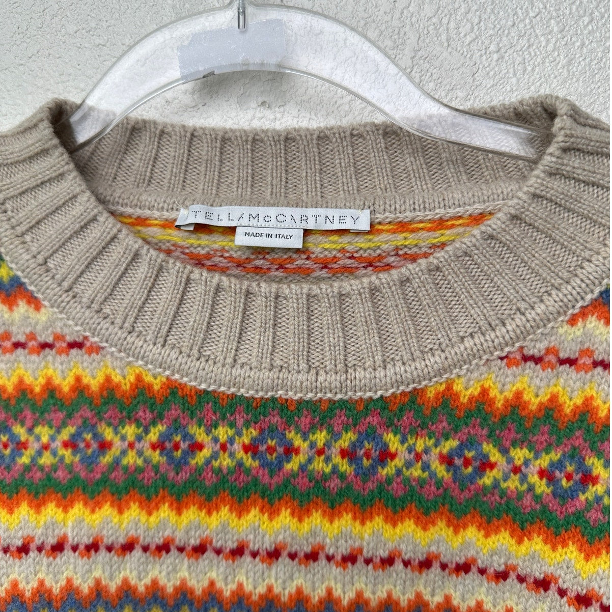 Stella McCartney Multicolor Zigzag Wool Women’s US 10 (EU 44) High Low Sweater