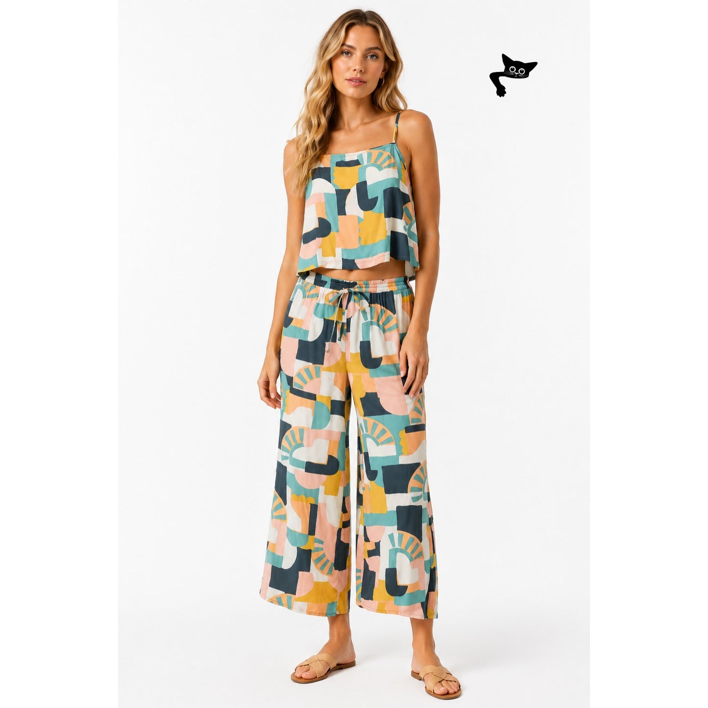 O'Neill Murrie set Palazzo Pant & Tank Top Abstract Print Size M