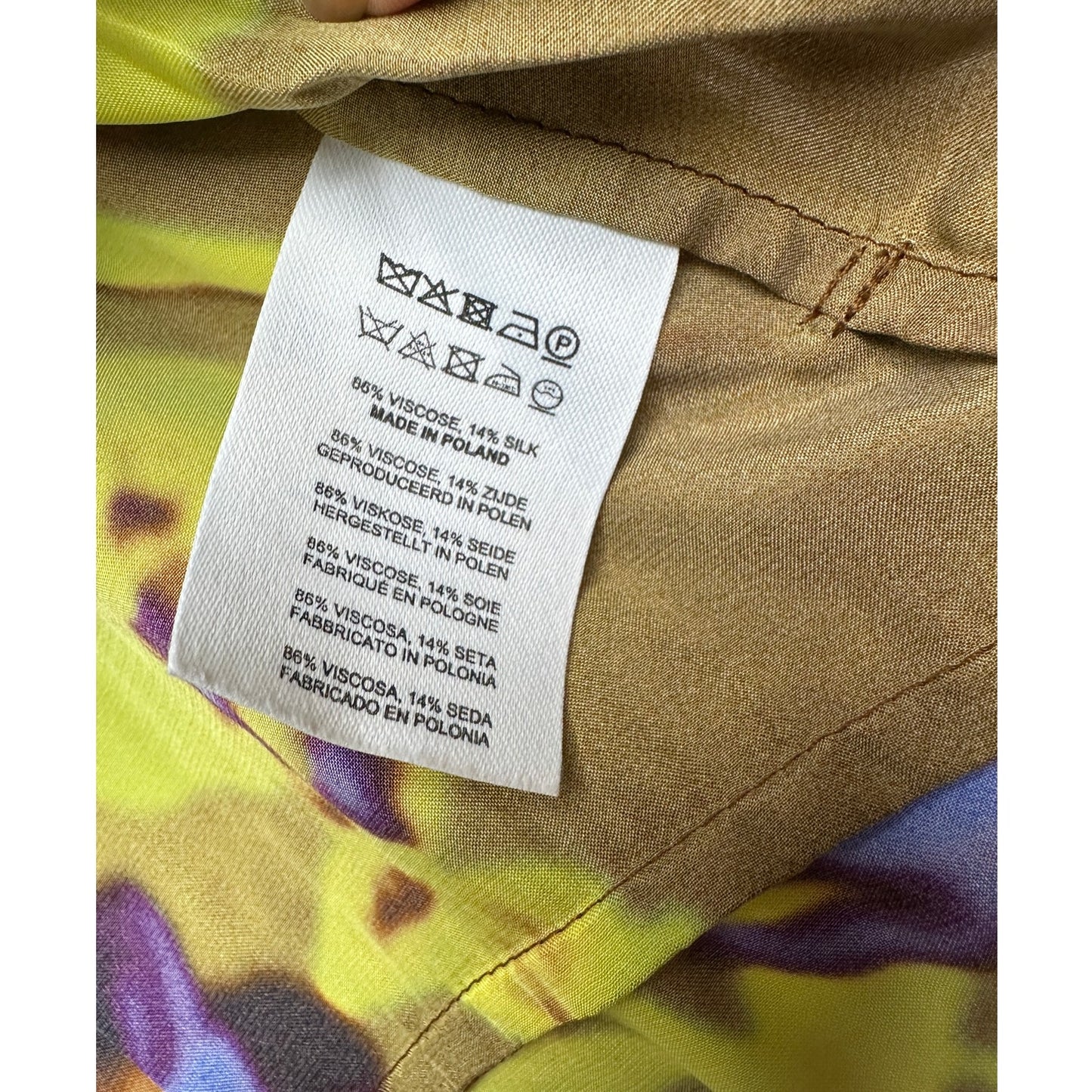 Dries Van Noten floral satin trench coat yellow women US 8 double-breasted