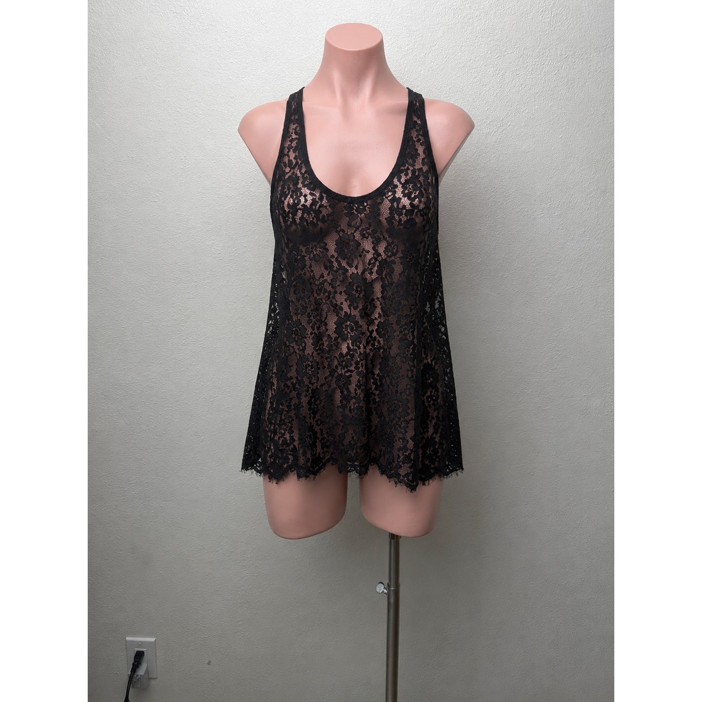 Joie Black Floral Lace Sleeveless Racerback Tank Top M