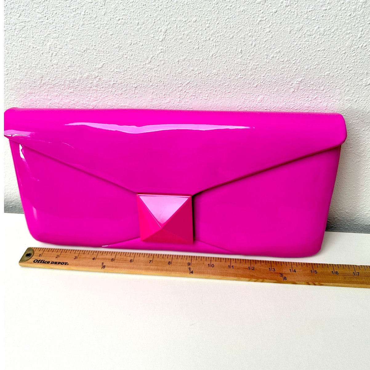 Valentino Hot Pink Patent Leather Large Envelope Clutch