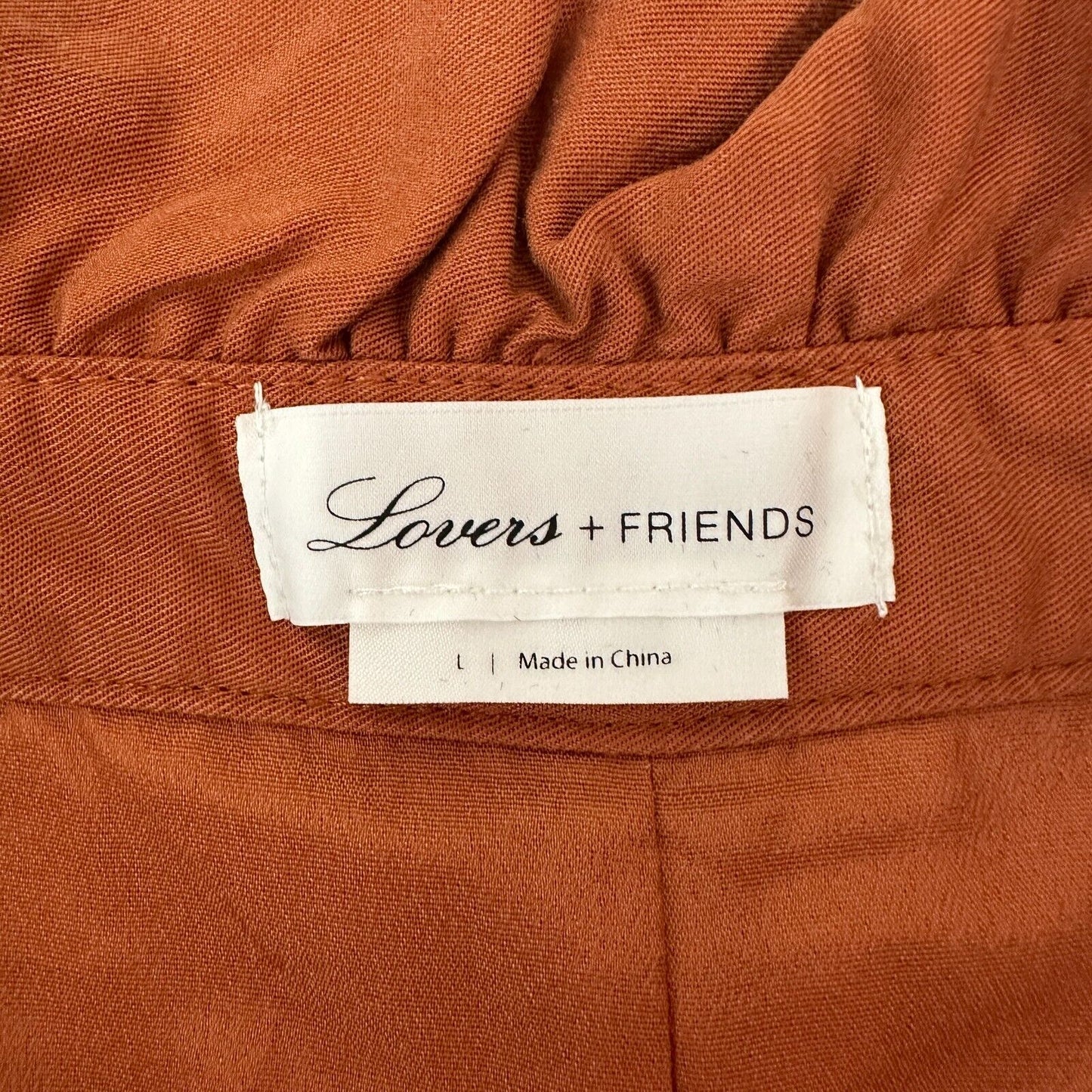 Revolve Lovers + Friends Rust Paperbag Tati High-Waist Pleated Button Shorts L