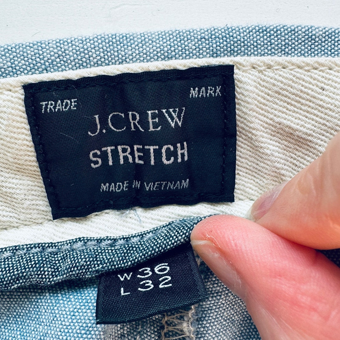 J. Crew Light Blue Chambray 484 Slim Stretch Trouser Pant 36 / 32