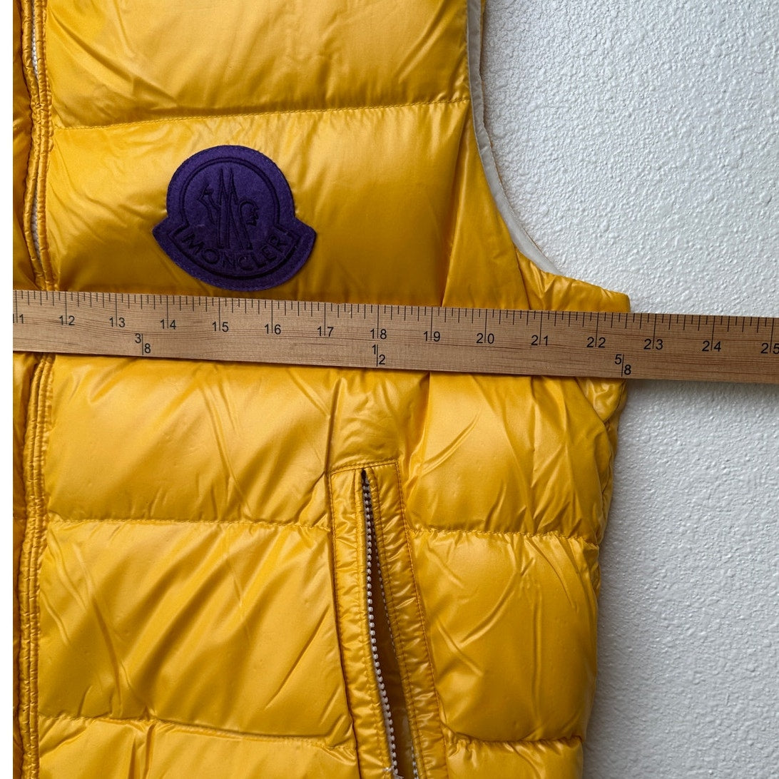 Moncler 1952 Park Down Puffer Vest Yellow Men Size 3 Zip Front