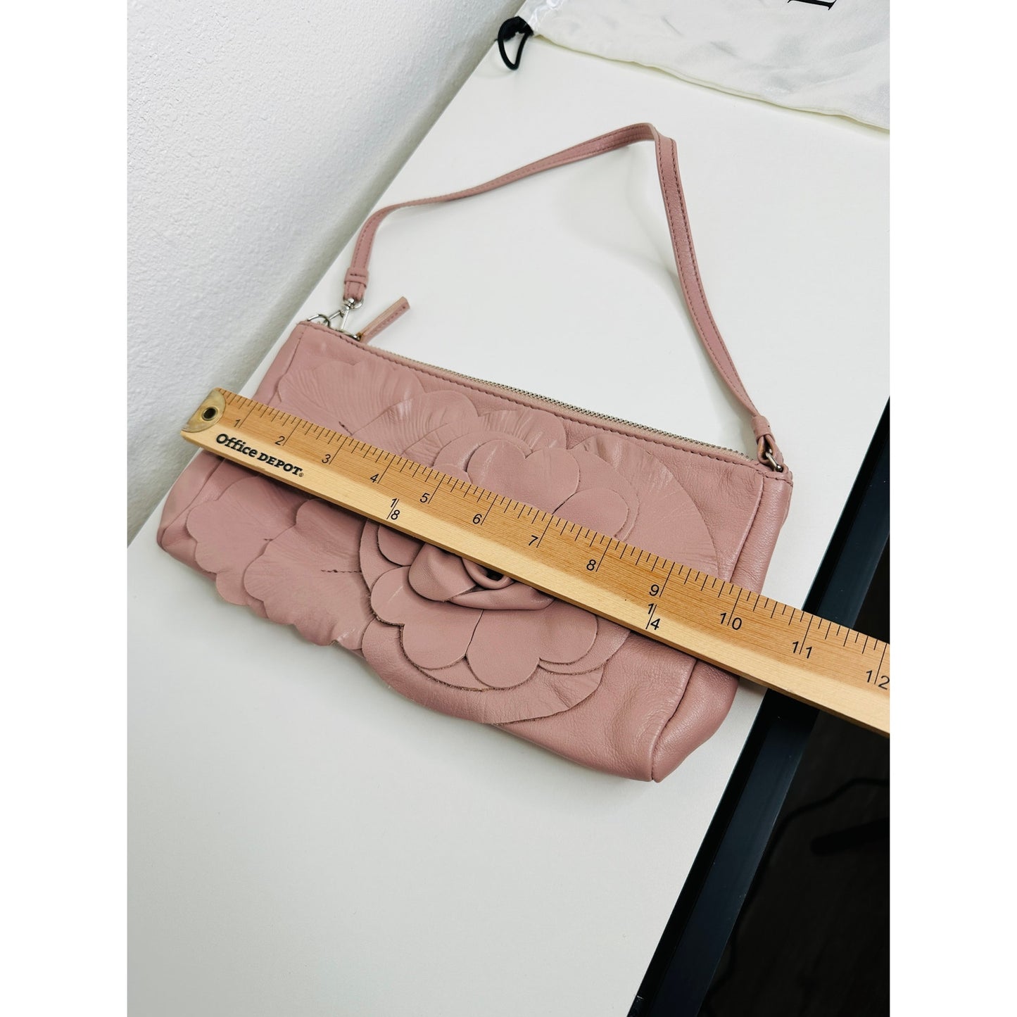 NWOT Furla Dusty Pink Floral Leather Embellished Handbag