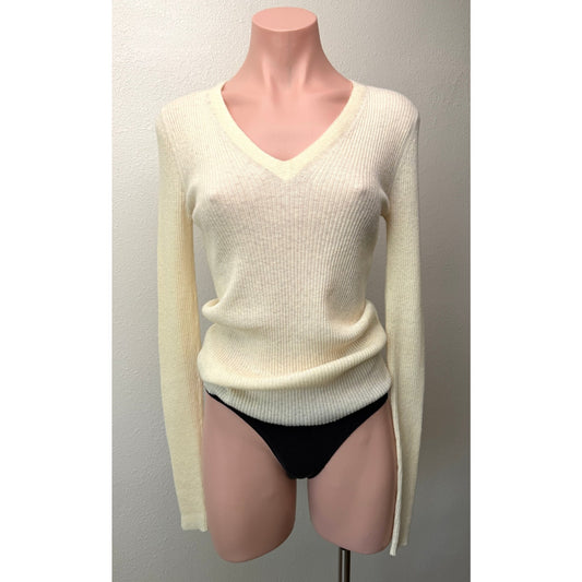Rag & Bone Ribbed V Neck Sweater Women US S Cream