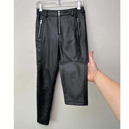 Topshop Faux Leather Moto Skinny Pants Black Women’s 6P Zip Pockets