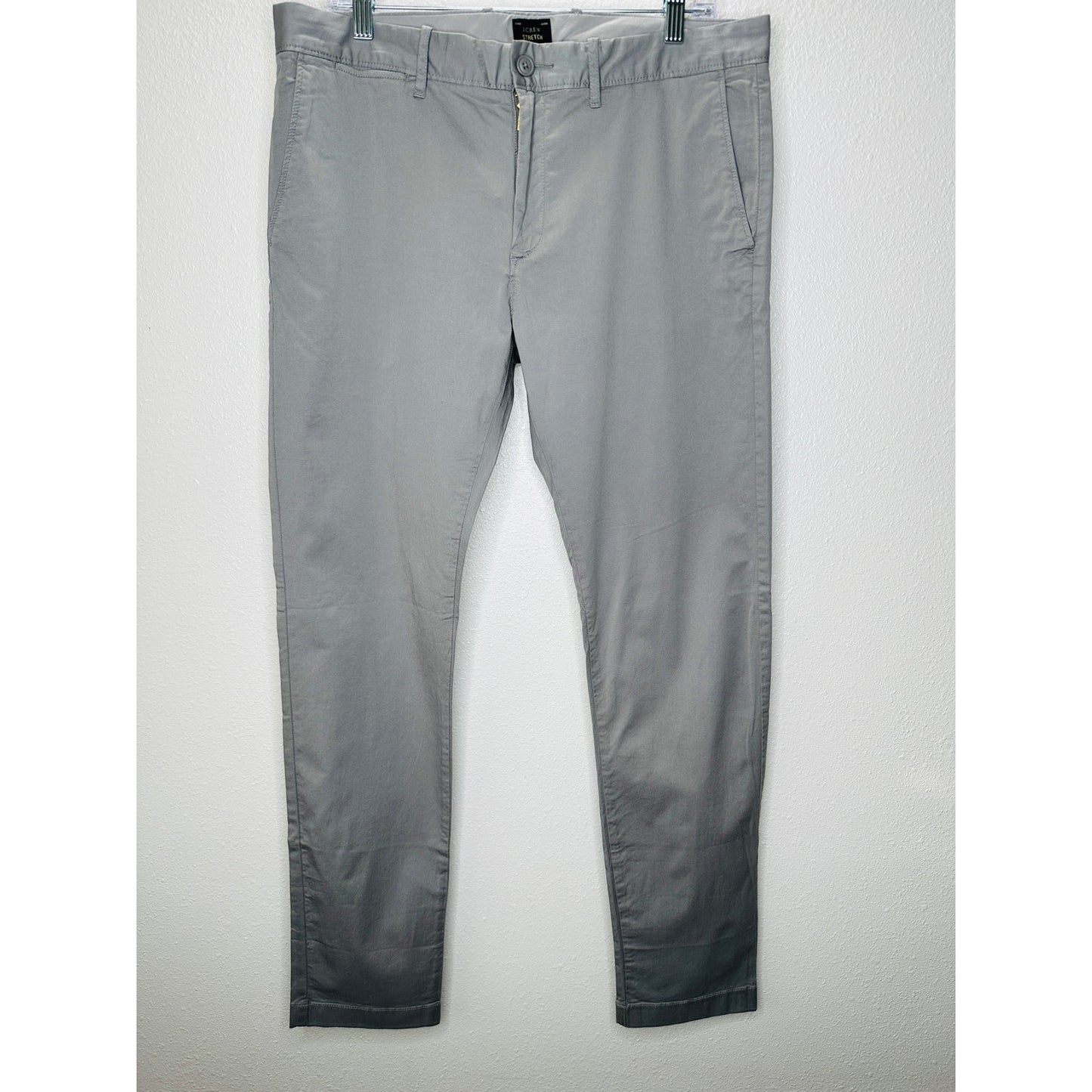 J Crew Khaki Gray 484 Stretch Chambray Trouser Pant Chino 34 / 32