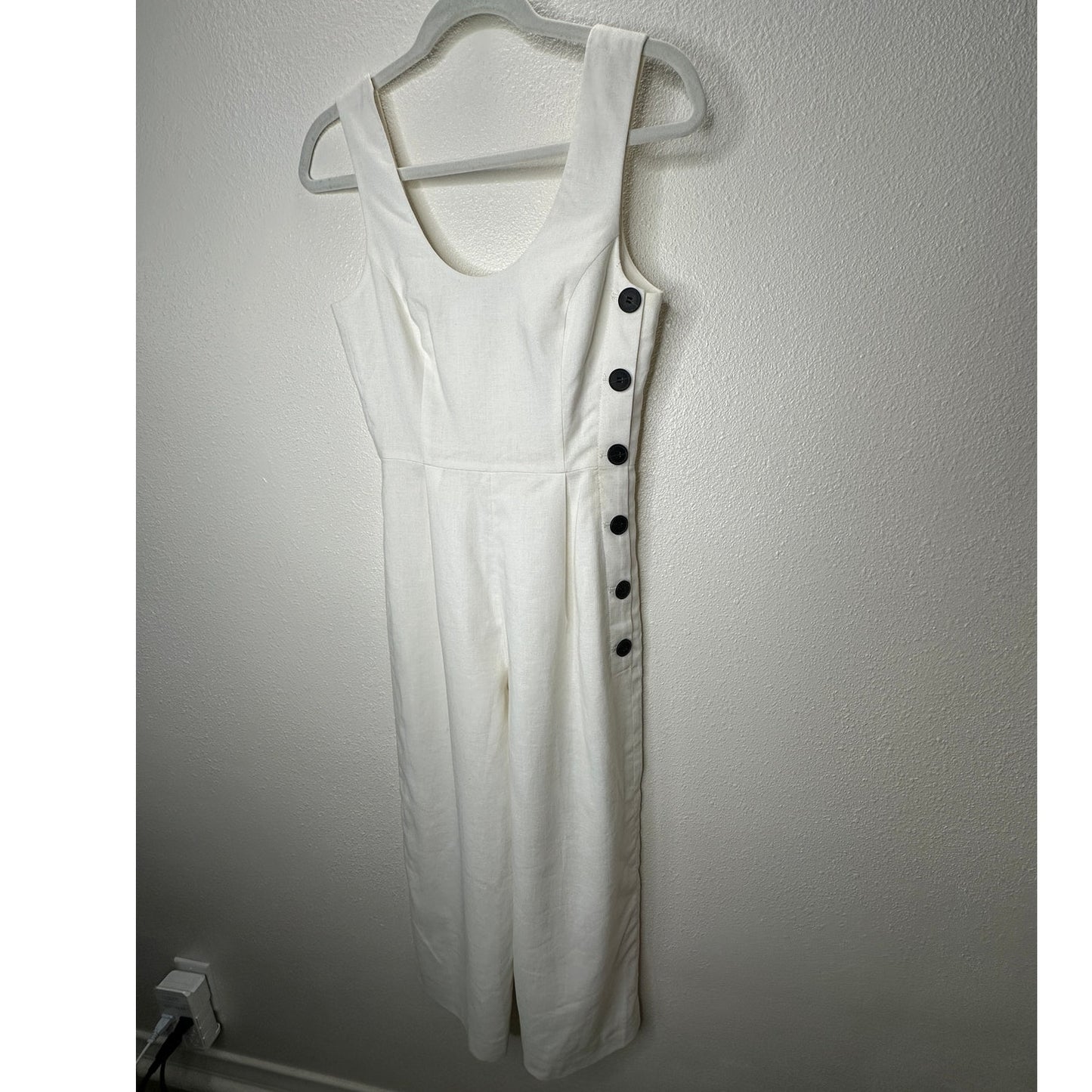 NWT Club Monaco Creme Emberlynn Linen Blend Jumpsuit 0