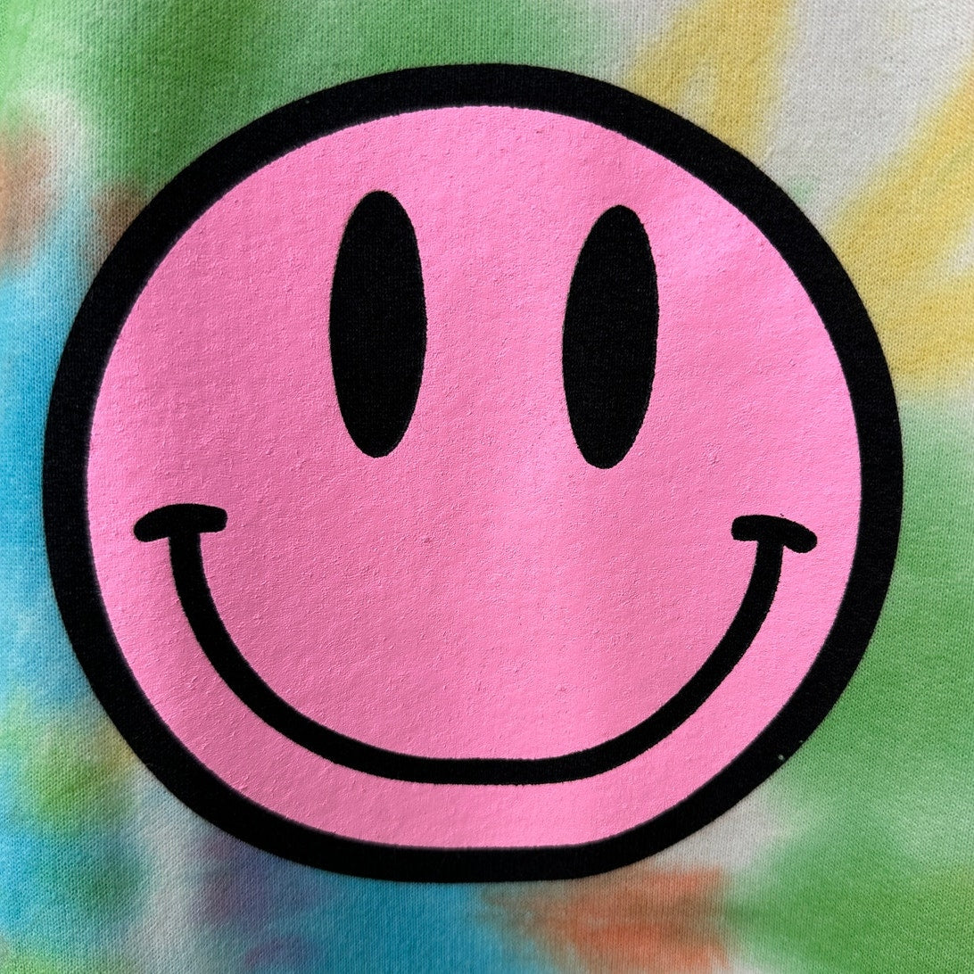 John Eshaya JET Pastel Rainbow Tie-Dye Smiley Face Sweatshirt Long Sleeve (M/L)