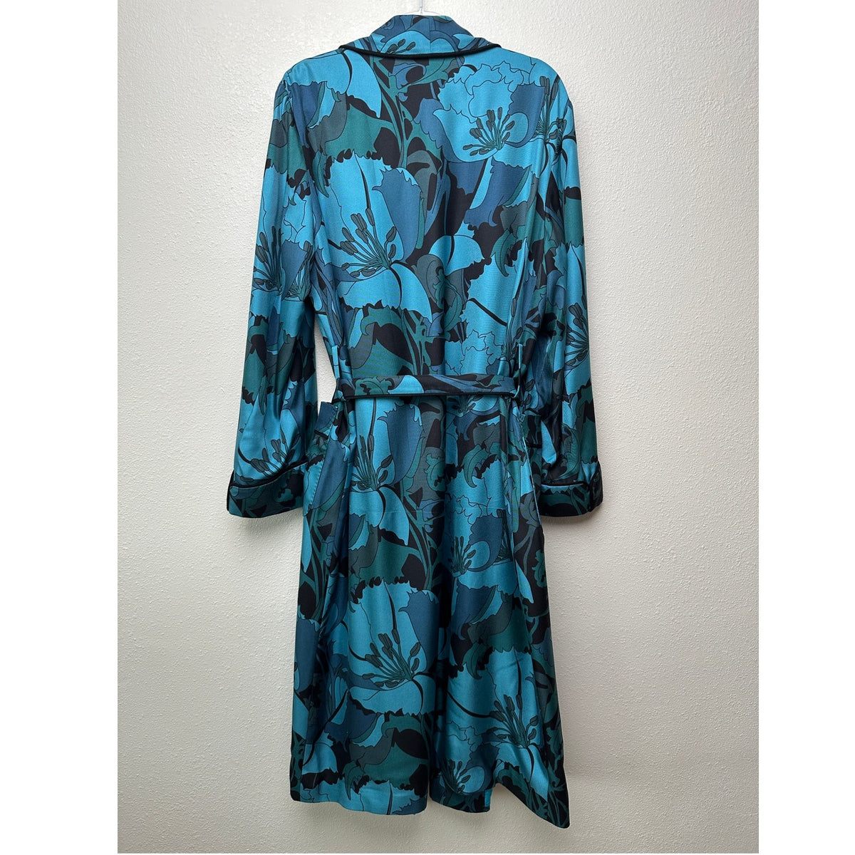 Tom Ford Floral Silk Twill Robe Blue/Teal Men’s M Tassel Belt