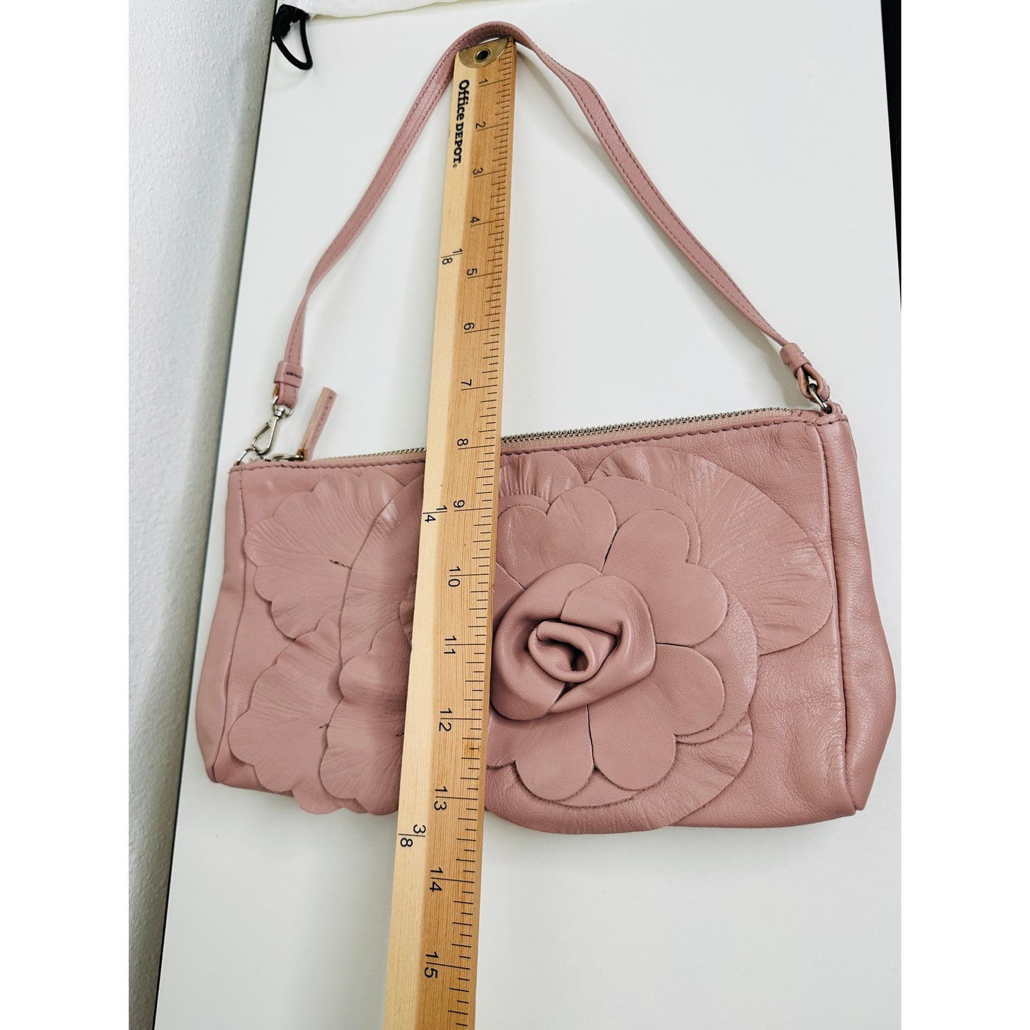 NWOT Furla Dusty Pink Floral Leather Embellished Handbag