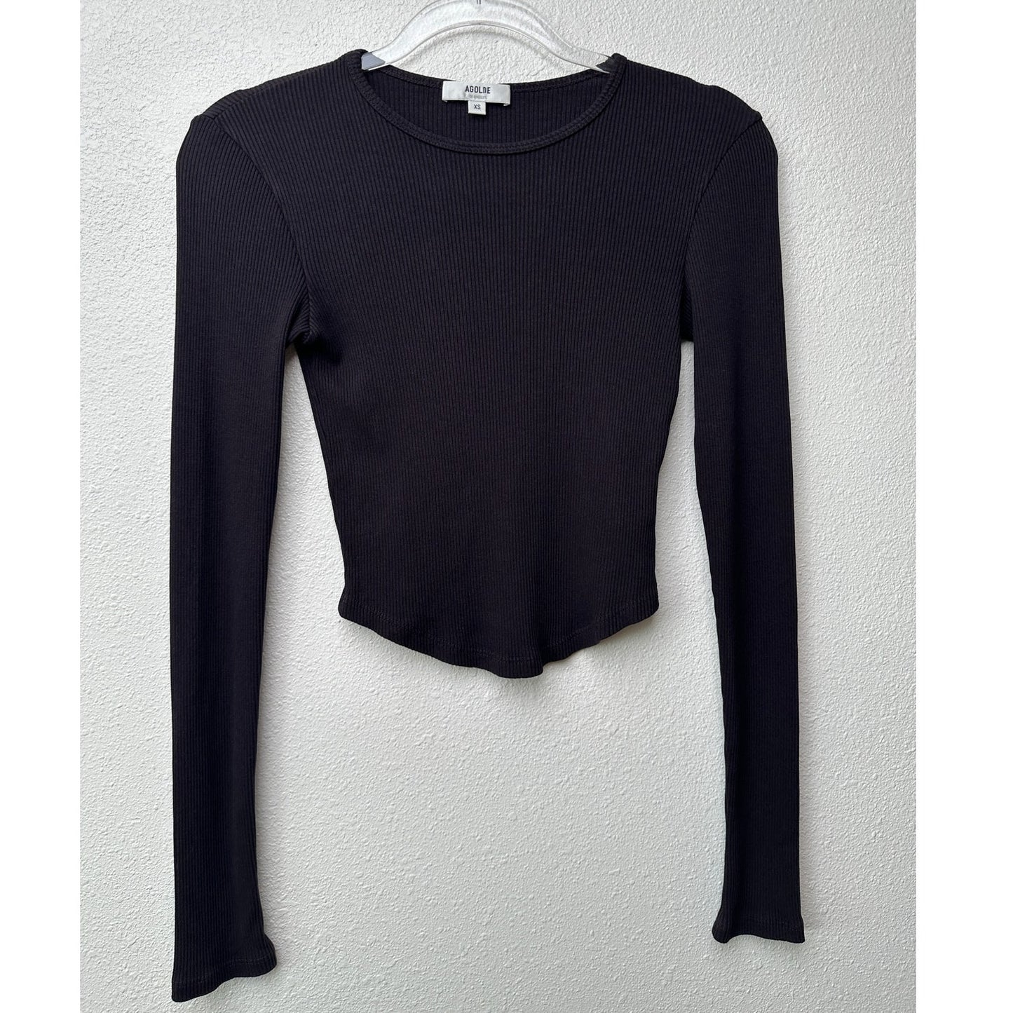AGOLDE Nova Tee Black Ribbed Crop Top XS