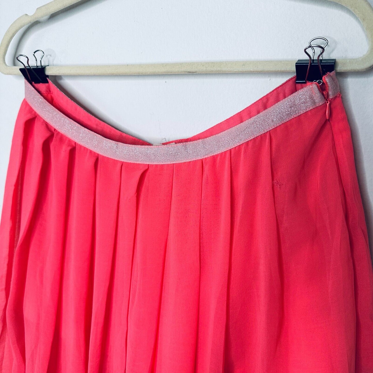 Love Riche Pink Flowy Sheer Maxi Attached Short Slip Silver Shimmer Waist L
