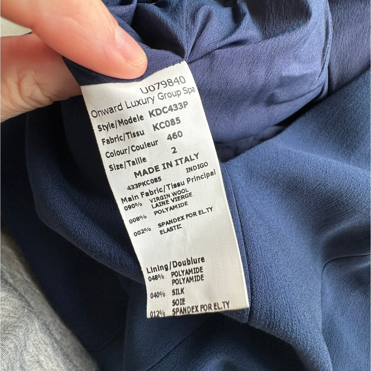 Michael Kors Navy Blue V-Neck Cap Sleeve Front Slit Fitted Midi Dress 2