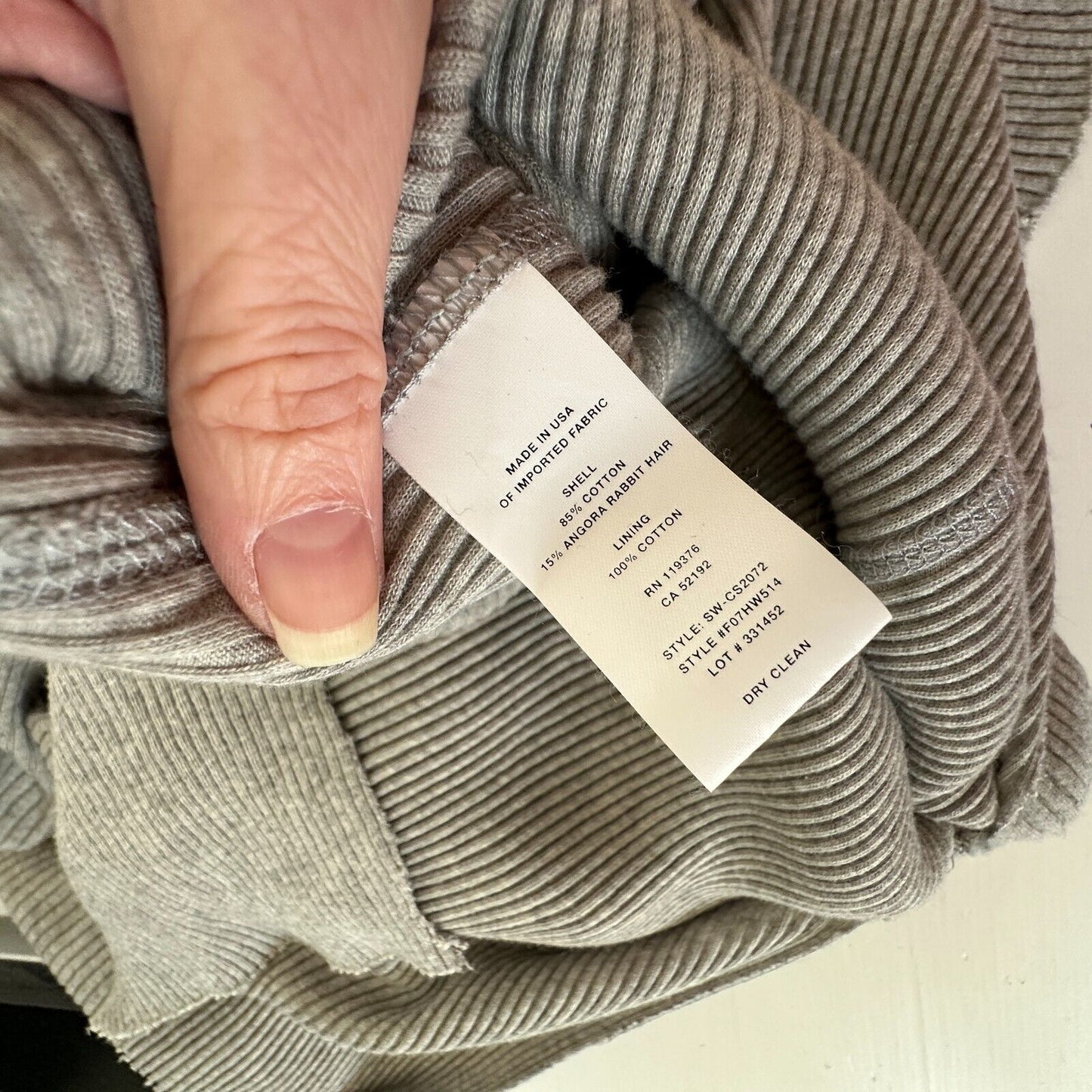 Helmut Lang Gray Turtleneck Long Sleeve Ribbed Knit Mini Dress Longline Top Med