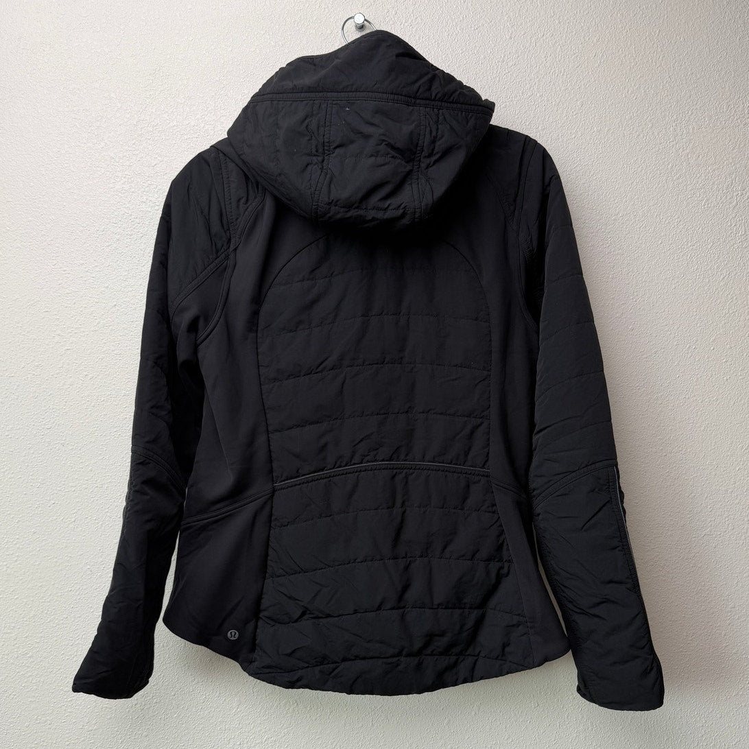 Lululemon Black Hooded Double Zip Insulated Jacket Women's Size 10