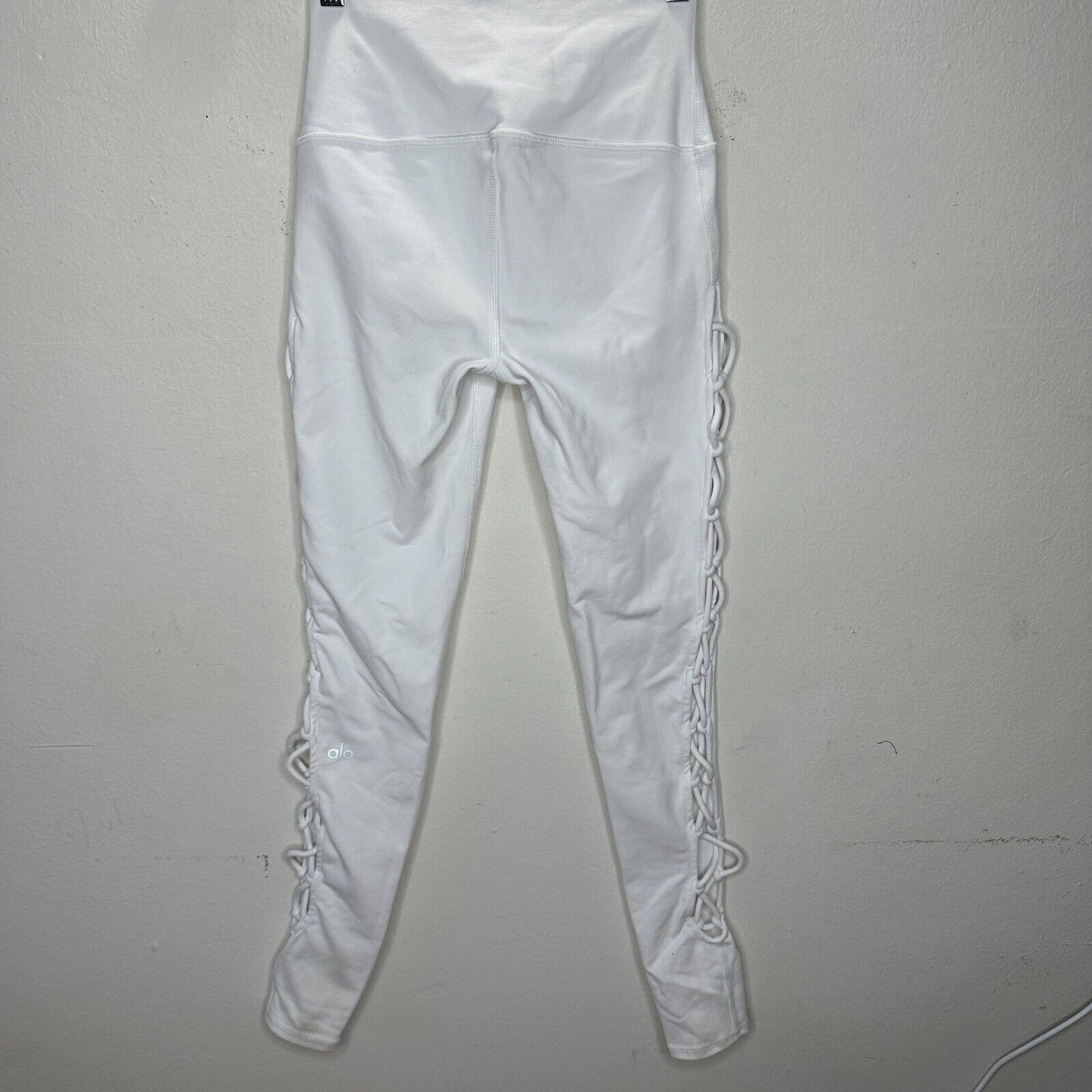 Alo White Interlace Legging High Waisted Lace-Up Detail on Sides Yoga Pant XS