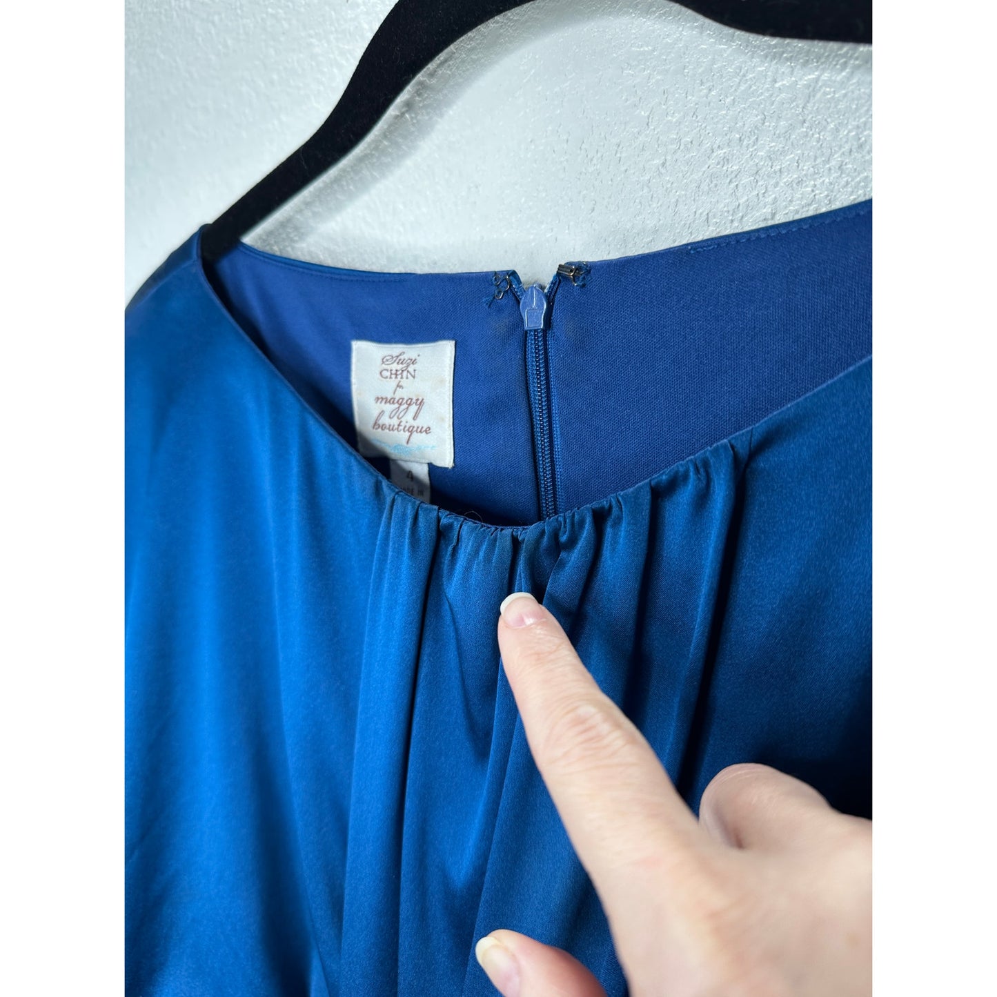 Suzi Chin Royal Blue Silk Lined Twist Front Sleeveless Mini Dress 4